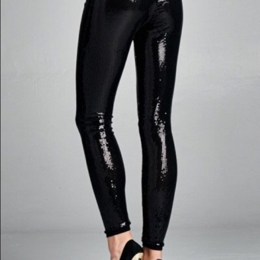 Black sequined leggings
